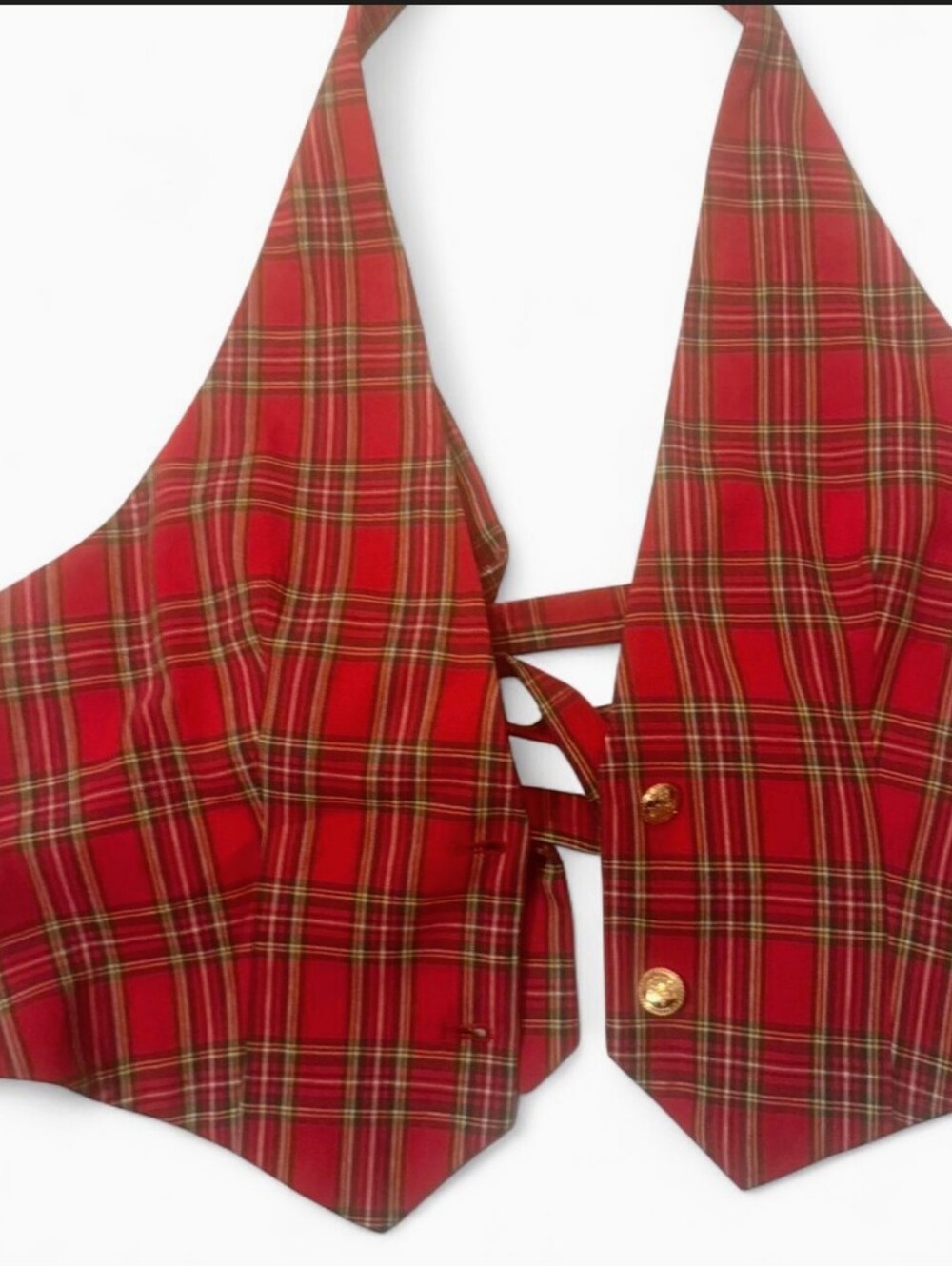 AKIRA Red plaid halter top with adjustable straps Size Large